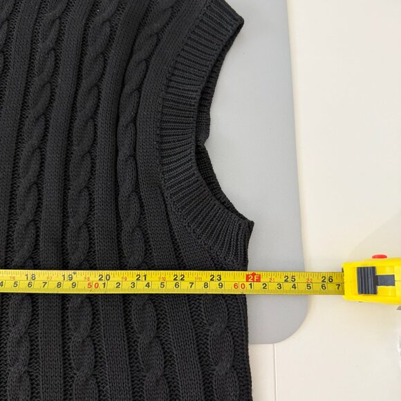 LiLu LiLu Cable Knit Vest - Sweater, Size 12, Black, Casual Sleeveless Pullover - Picture 7 of 7